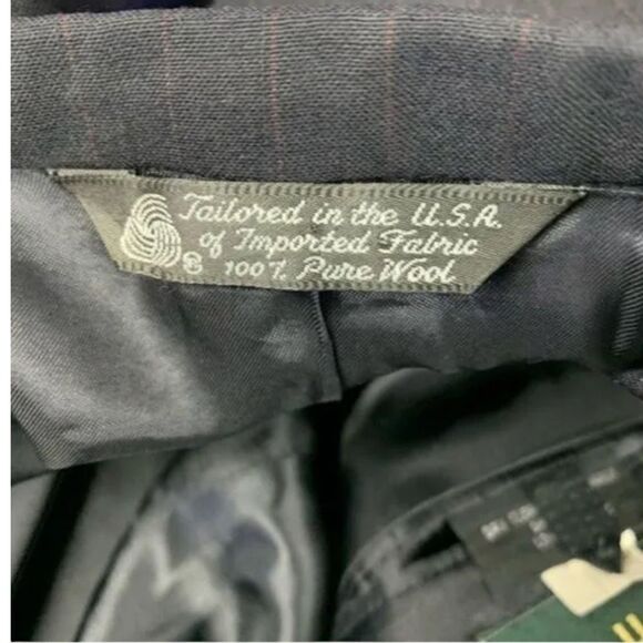 Jack Henry Mens Two Button Blazer Navy Pinstripe 100% Wool Lined Notch USA L‎ - Picture 4 of 8